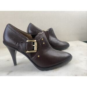 Michael Kors Shoes Womens Sz 8 Brown Leather Stiletto Heel Bootie Office Career